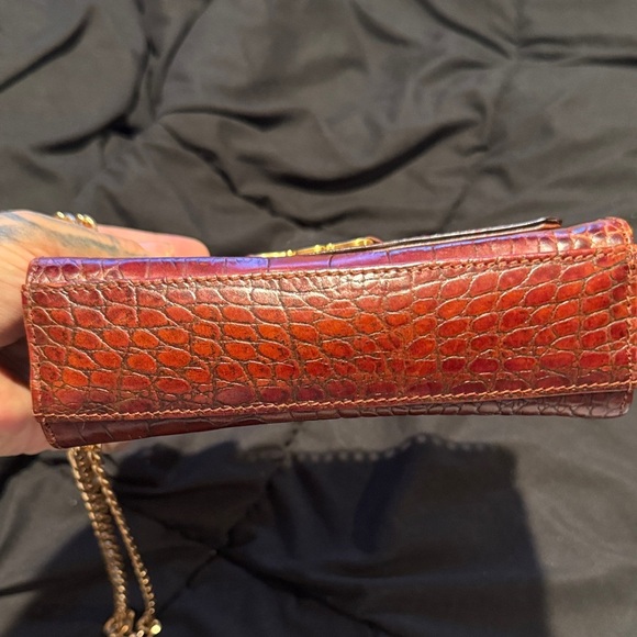 Vintage Liz Claiborne Brown Croc print Leather purse w/gold detachable Chain - Picture 14 of 16